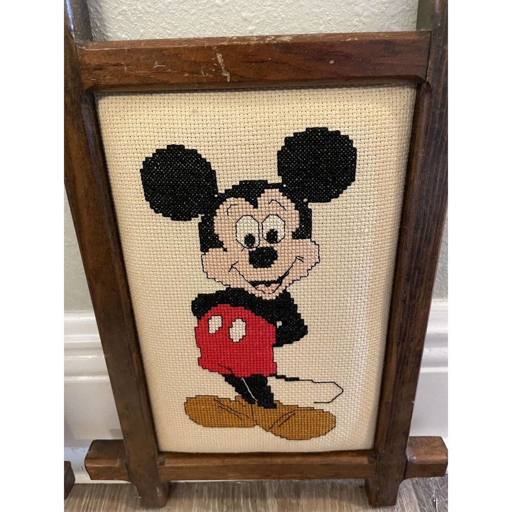 Disney Mickey Mouse Cross-Stitch Decor - Black, Red, Cream